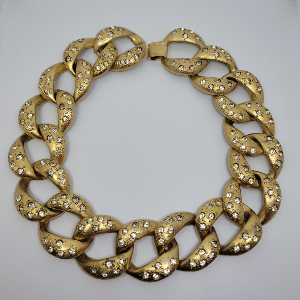 Vintage Averil Rhinestone Chunky Cuban Link Necklace
